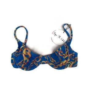 Bayu The Label Melati Blue Chain Print Swim Bikini Top NWT
